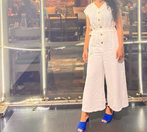 PURE COTTON WHITE JUMPSUIT OF MANGO