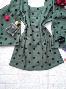 Corset Back Polka Dot Kurti 🖤