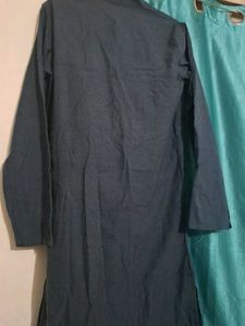 Blue Button-Up with Polka Dot Accent