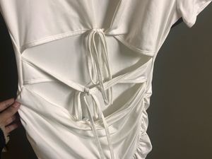 White Cutout Ruffle Mini Dress