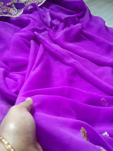 Onion Magenta Embroidery Party Wear Gorgette saree