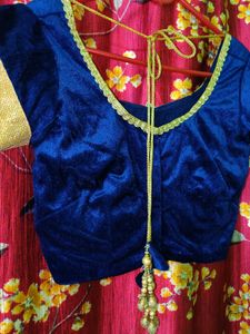 Blue Net-Velvet Lehenga Choli Set 💙