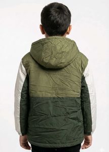 Boys' Green Colorblock Hooded Jacket