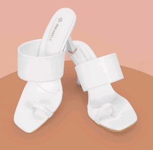 White Kolhapuri Style Heels