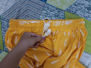 Yellow Embroidered Palazzo Pants