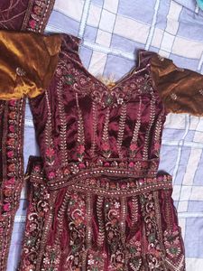 🆕 Elegant Maroon Velvet Lehenga Choli