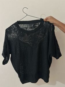 Net Cotton Blend Top