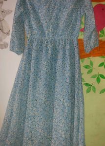Blue Floral Midi Dress