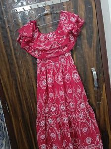 Red Floral Off-Shoulder Dress