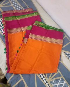 Mysore crepe silk tri color Saree