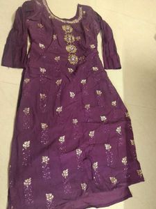 Purple Embroidered Kurta Set