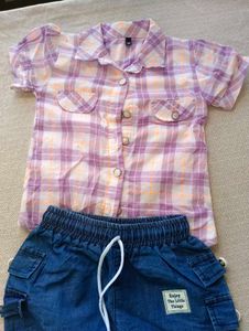 Purple Plaid Short Sleeve Top