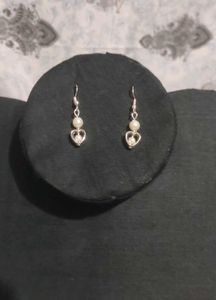 Pearl Heart 💗 Necklace With Pairing Earrings