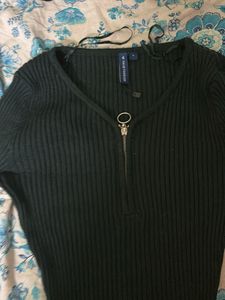 Cozy Green Woolen Knit Top | Full Sleeves | Winter