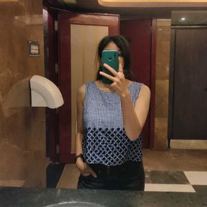 Gingham & Lace Sleeveless Top