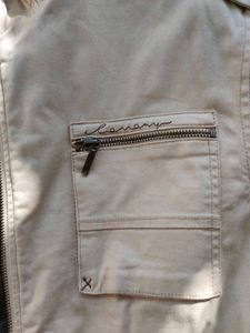 Branded Denim Cream Color Woolen Jacket 42 size