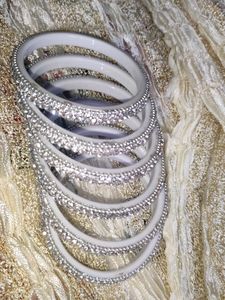 2.4 White Stone Bangles
