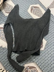 Button-Front Ribbed Knit Top