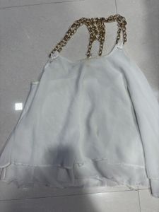 White Chain Strap Tank Top