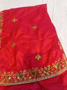 Red &amp; Gold Embellished Saree (Minor Issue)