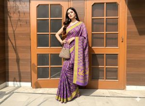 💜✨PRINTESTY LOOK PURPLE SAREE✨