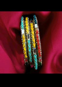 Multicolor vibrant  bangles set of 4 churi