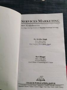 MBA 4th Semester Service Marketing Book