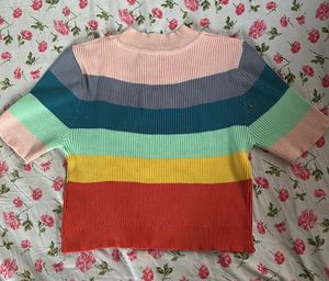 Rainbow Striped Knit Top