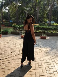 backless black jumpsuit
