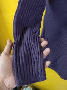 Purple Knit Full Sleeve Sweater