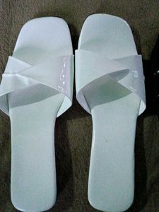 Black &amp; White Slip-On Sandals