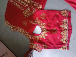 Red Georgette Saree with Heavy Gold Sequence