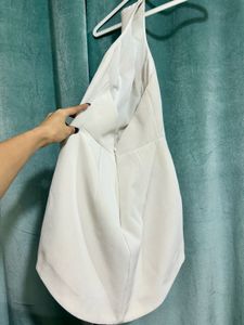 White Halter Skater Dress