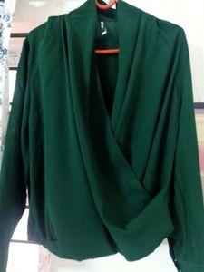 STYLI Women Wrap Front Blouse With Button Cuff