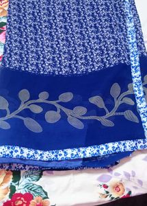 Elegant Blue Floral Saree 2