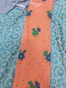 Peach Floral Kurta And Salwar