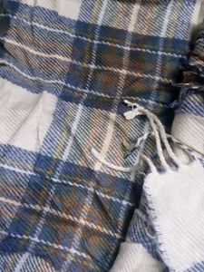 Blue &amp; White Plaid Throw Blanket 1