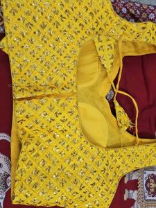 Yellow Embellished Sari Blous Margin  Haie