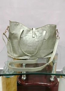 Metallic Croc-Embossed Tote