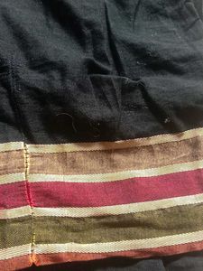 Black Saree Blouse with Striped Detail