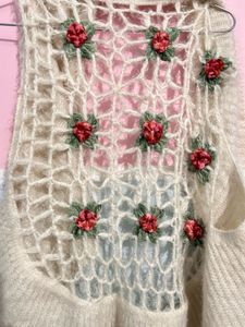 Handmade Floral Knitting Woolen Shrug