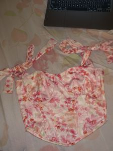 Floral Print Strappy Corset Top 🌸