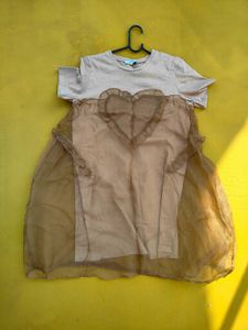 Korean Style Tshirt Organza Short Dress