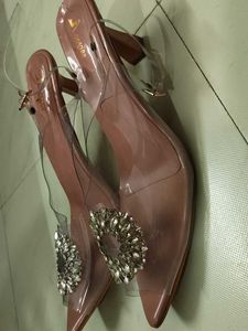 Transparent Heels with Jewel Detail , Never Used