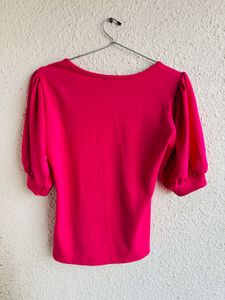 Stylish Pink Top with Puff Sleeves