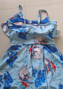 Blue Patterned One Piece Swimsuit