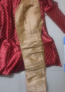 Burgundy &amp; Gold Jacquard Kurta