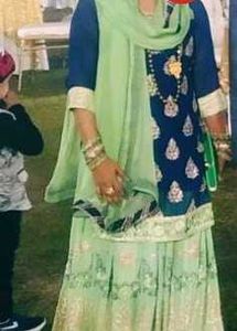 Elegant Green And Blue Lehanga