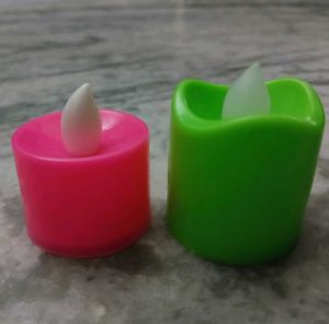 LED Tea Lights - Pink & Green