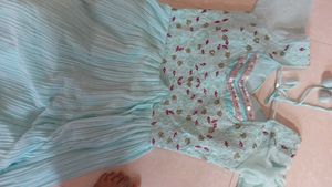 Frillled Embroidered Ingegment Gown